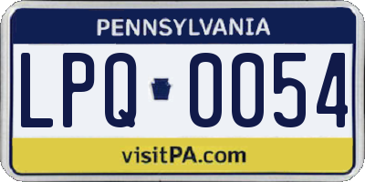 PA license plate LPQ0054