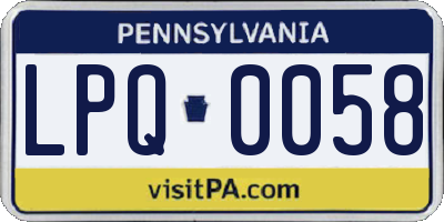 PA license plate LPQ0058