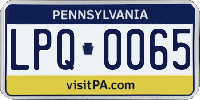 PA license plate LPQ0065