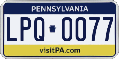 PA license plate LPQ0077