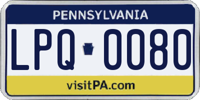 PA license plate LPQ0080