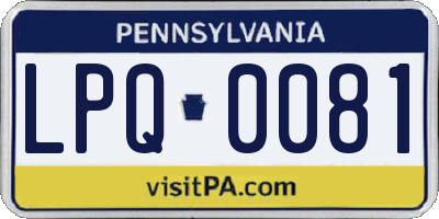 PA license plate LPQ0081