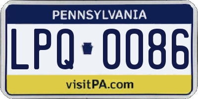 PA license plate LPQ0086