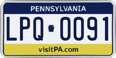 PA license plate LPQ0091