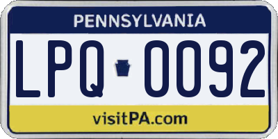 PA license plate LPQ0092