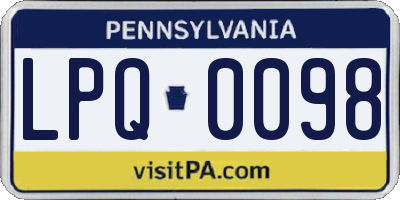 PA license plate LPQ0098
