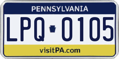 PA license plate LPQ0105