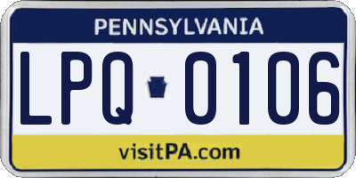PA license plate LPQ0106