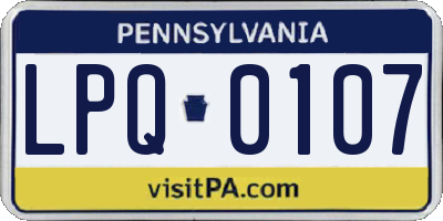 PA license plate LPQ0107