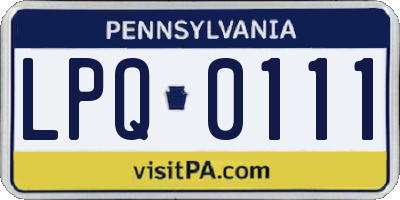 PA license plate LPQ0111