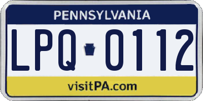 PA license plate LPQ0112