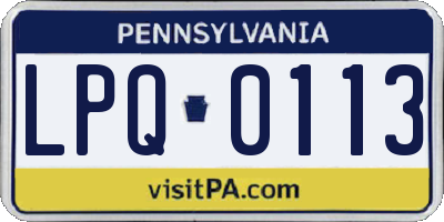 PA license plate LPQ0113