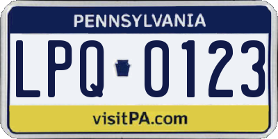 PA license plate LPQ0123