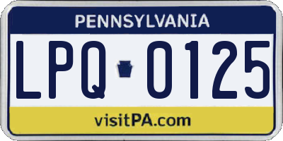 PA license plate LPQ0125