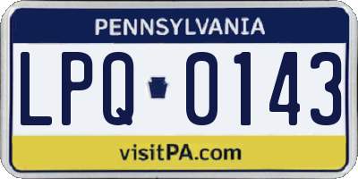 PA license plate LPQ0143