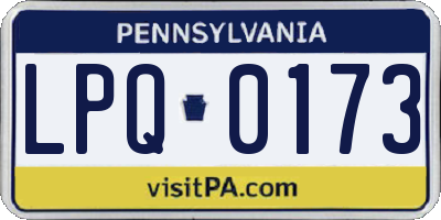 PA license plate LPQ0173