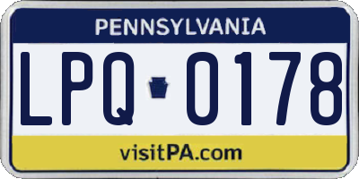 PA license plate LPQ0178