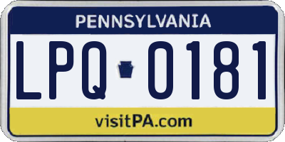 PA license plate LPQ0181