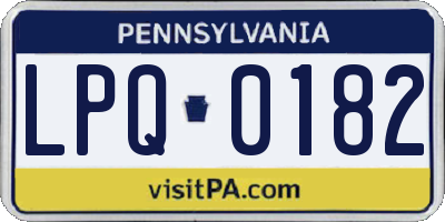 PA license plate LPQ0182
