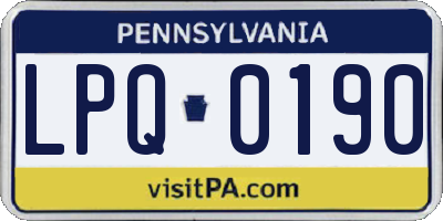 PA license plate LPQ0190