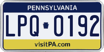 PA license plate LPQ0192