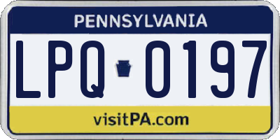 PA license plate LPQ0197