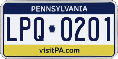 PA license plate LPQ0201