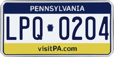 PA license plate LPQ0204