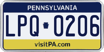 PA license plate LPQ0206
