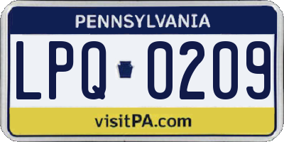 PA license plate LPQ0209