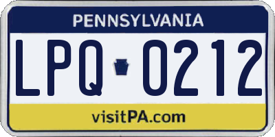 PA license plate LPQ0212
