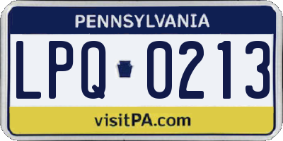 PA license plate LPQ0213