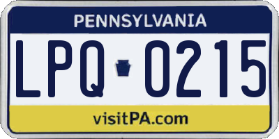 PA license plate LPQ0215