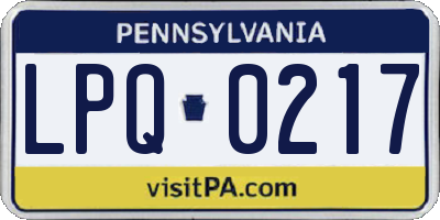 PA license plate LPQ0217