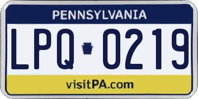 PA license plate LPQ0219