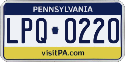 PA license plate LPQ0220