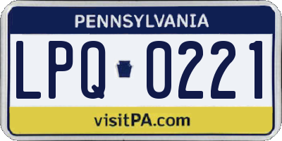 PA license plate LPQ0221