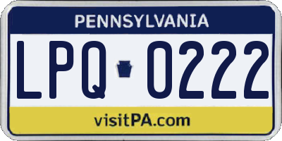 PA license plate LPQ0222