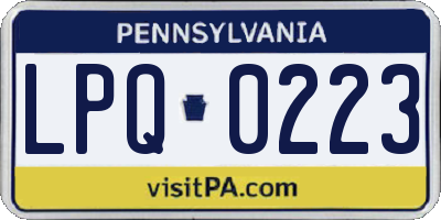 PA license plate LPQ0223