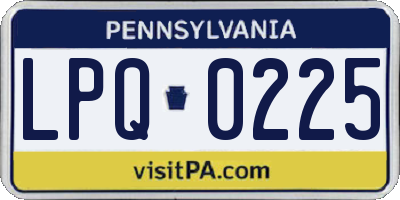 PA license plate LPQ0225