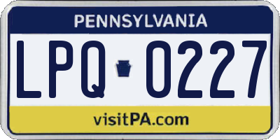 PA license plate LPQ0227
