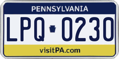 PA license plate LPQ0230