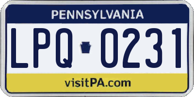 PA license plate LPQ0231