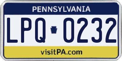 PA license plate LPQ0232