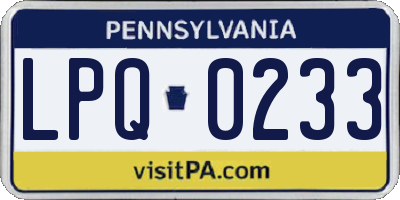 PA license plate LPQ0233