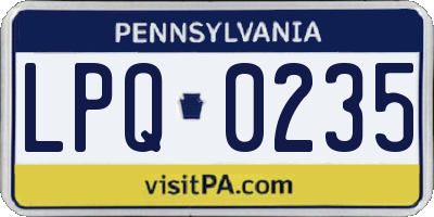 PA license plate LPQ0235