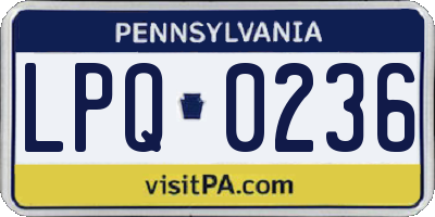 PA license plate LPQ0236