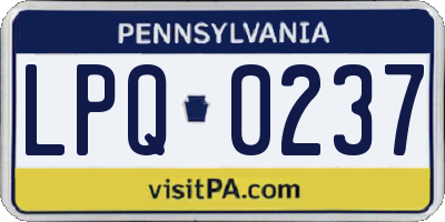 PA license plate LPQ0237