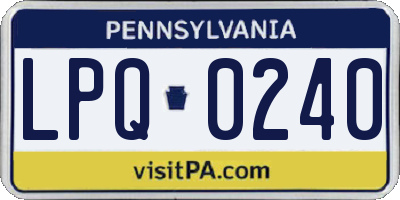 PA license plate LPQ0240