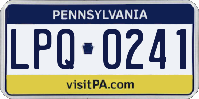PA license plate LPQ0241